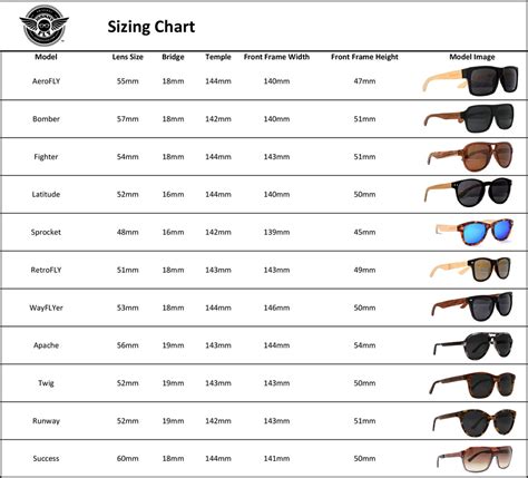 ray ban sizes guide